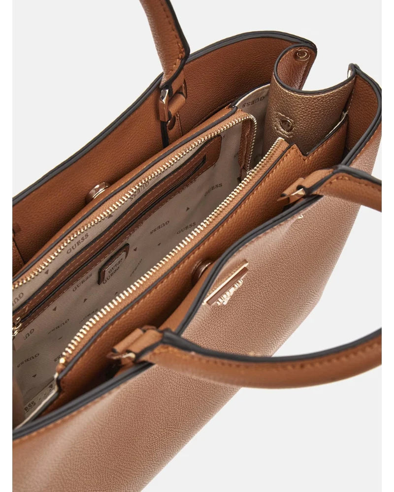 Bg877806 guess cognac meridian girlfriend satchel tote
