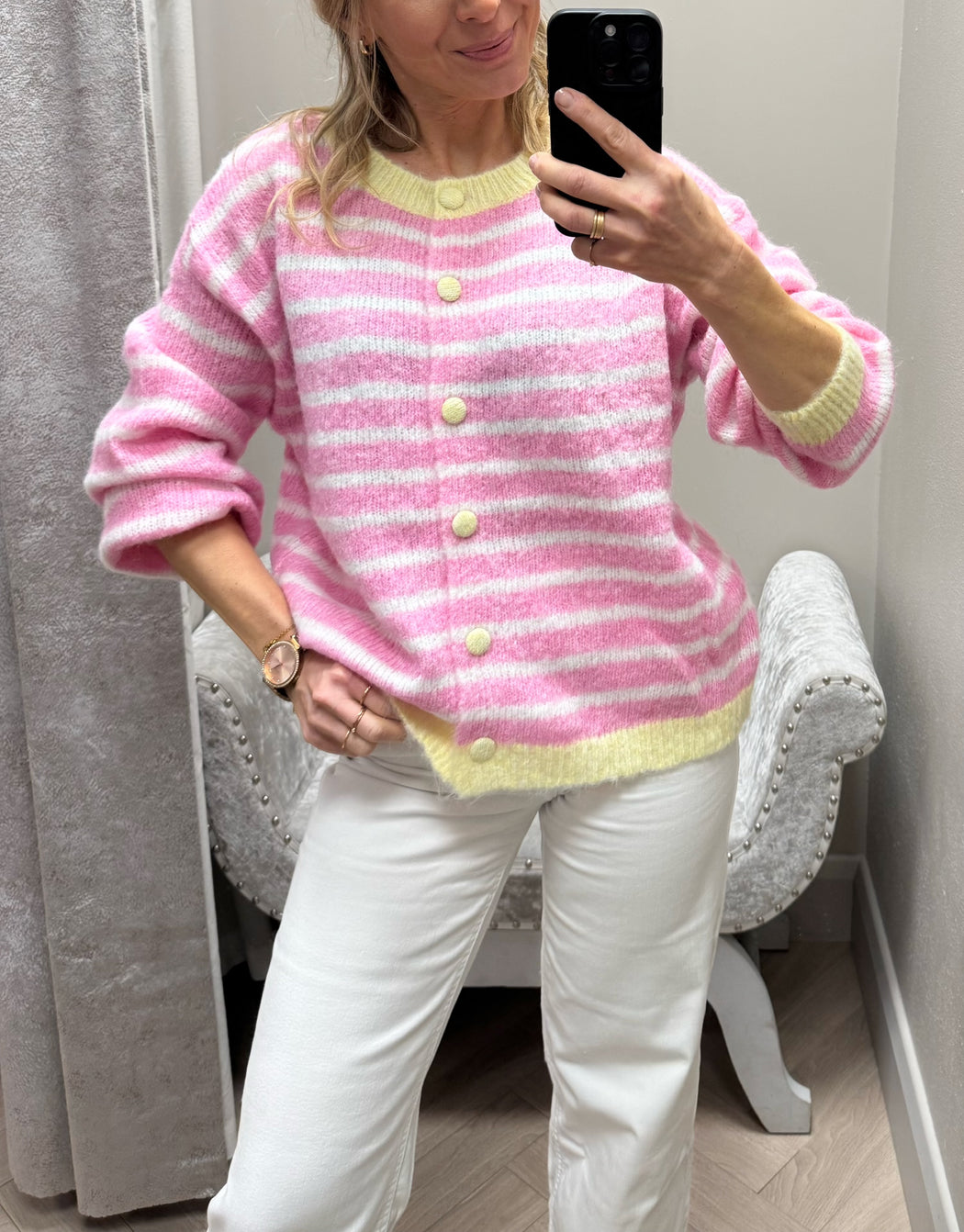 Emma pink /yellow cardigan