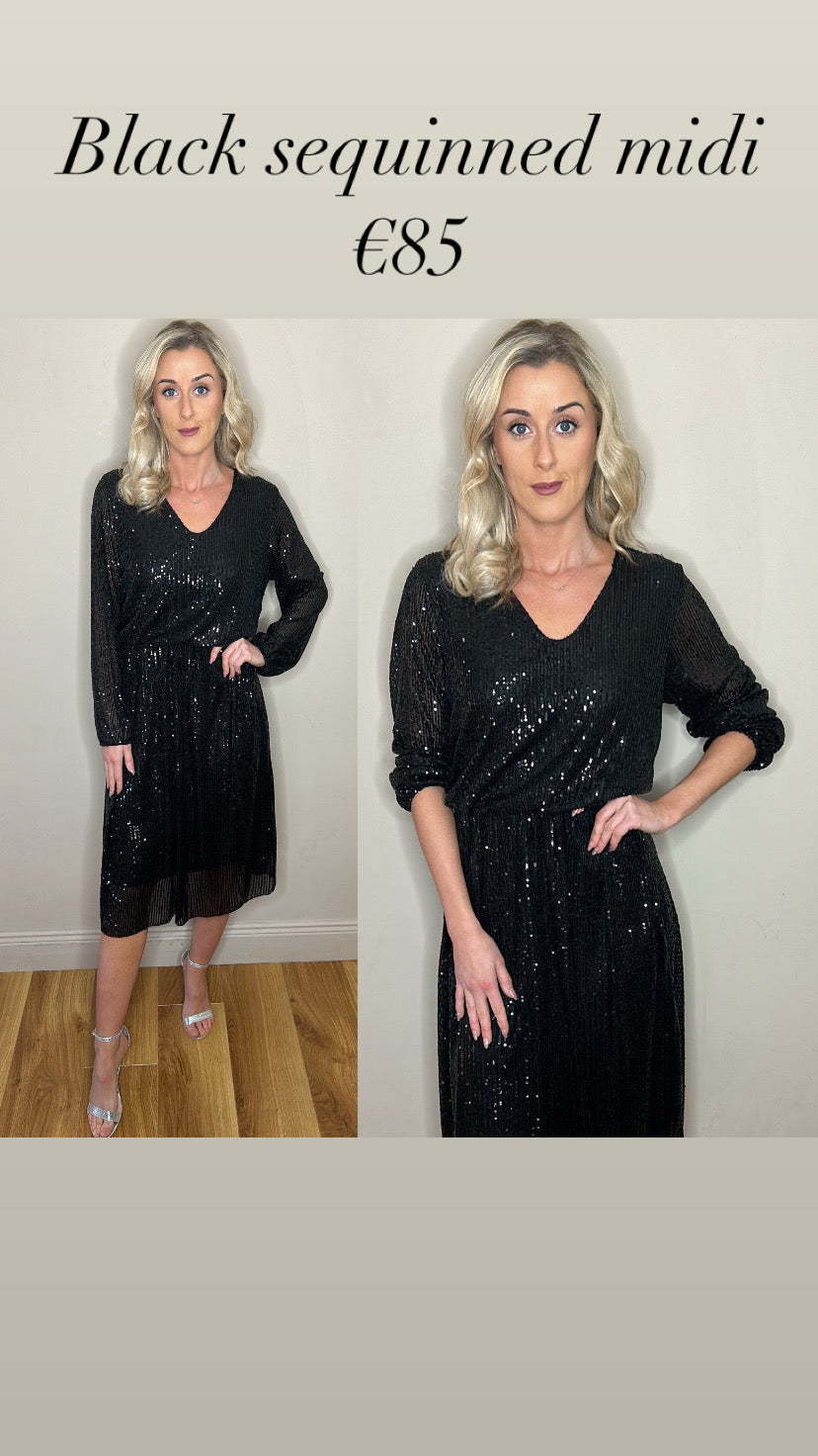 Black sequin midi