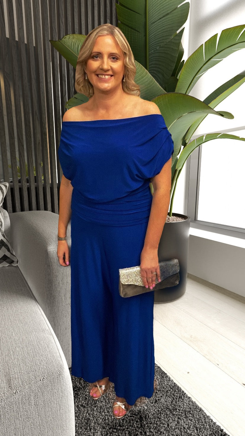 Cobalt blue Atom label  carbon jersey jumpsuit