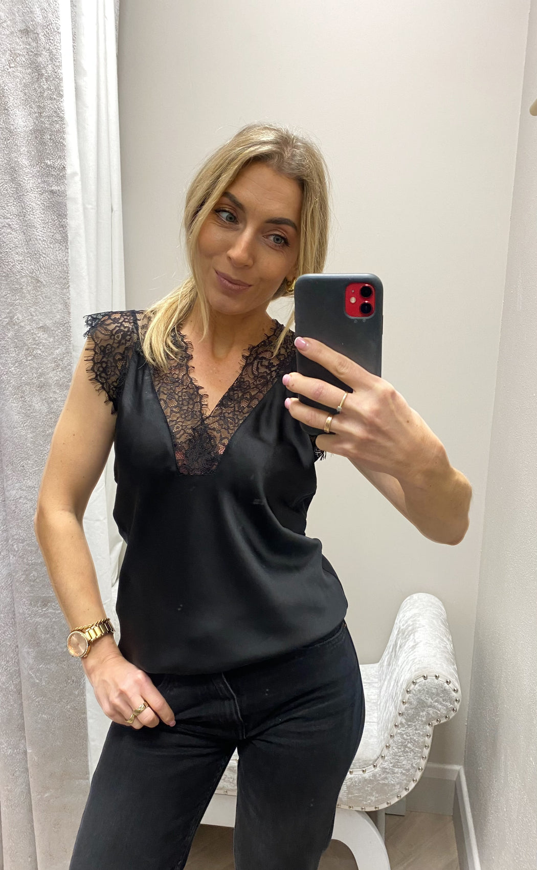 LAUREN BLACK LACE CAMI TOP