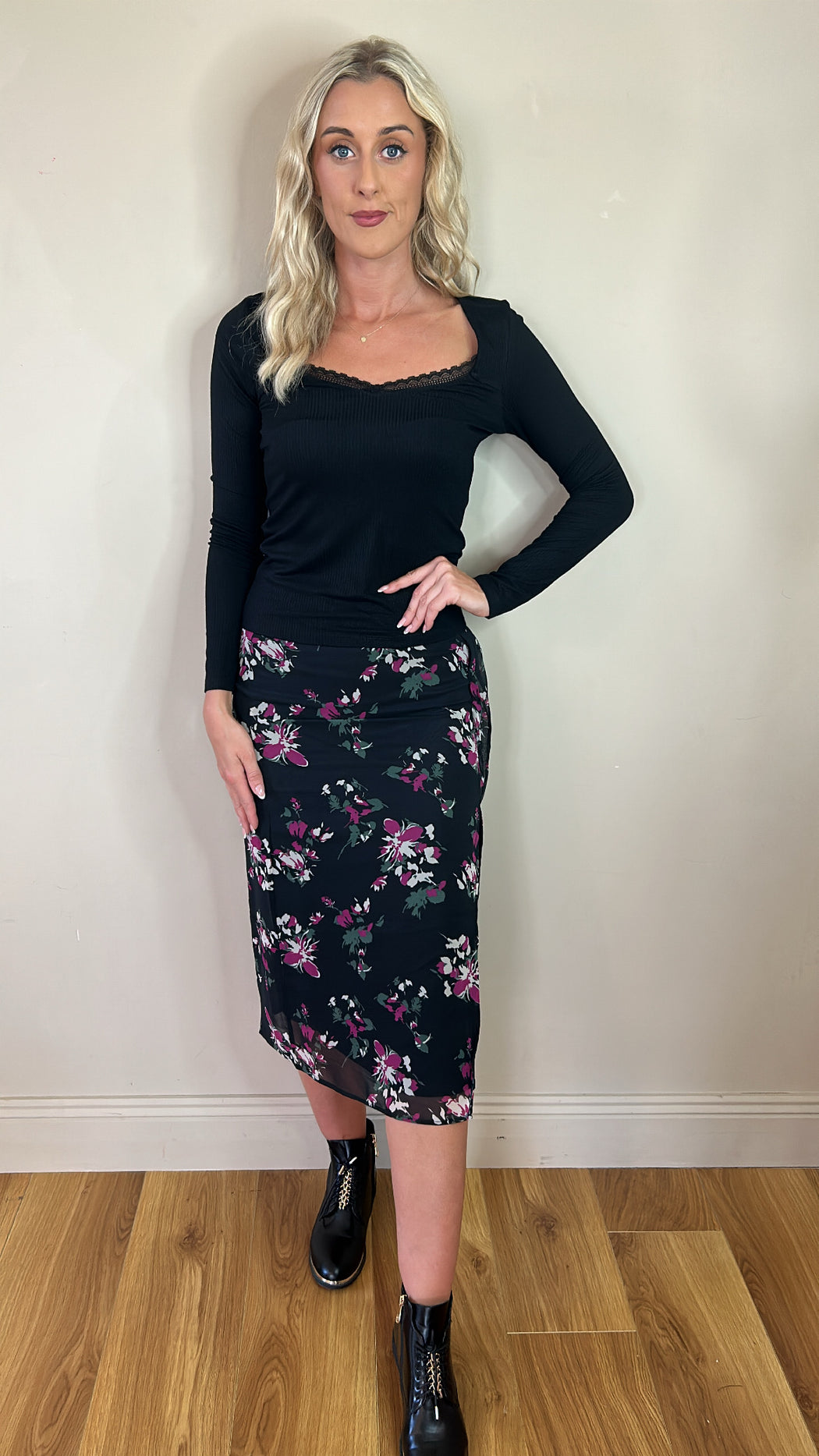 Sebastian floral midi skirt