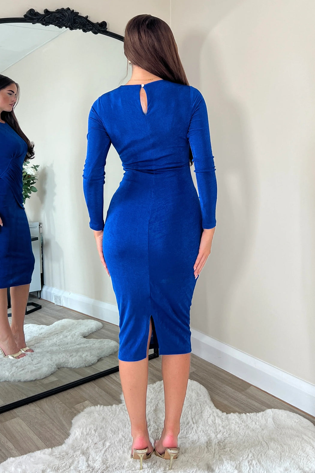 Antonia Blue Wrap Detail Midi Dress