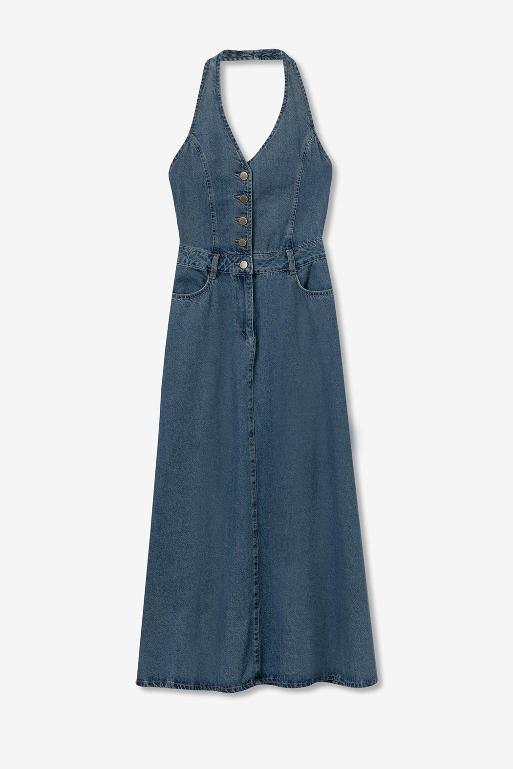Brelle halter denim dress