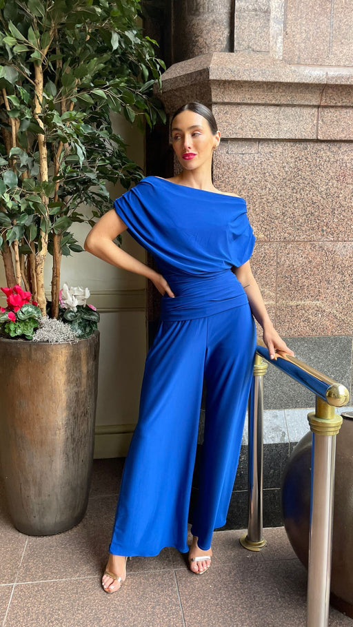 Cobalt blue Atom label  carbon jersey jumpsuit