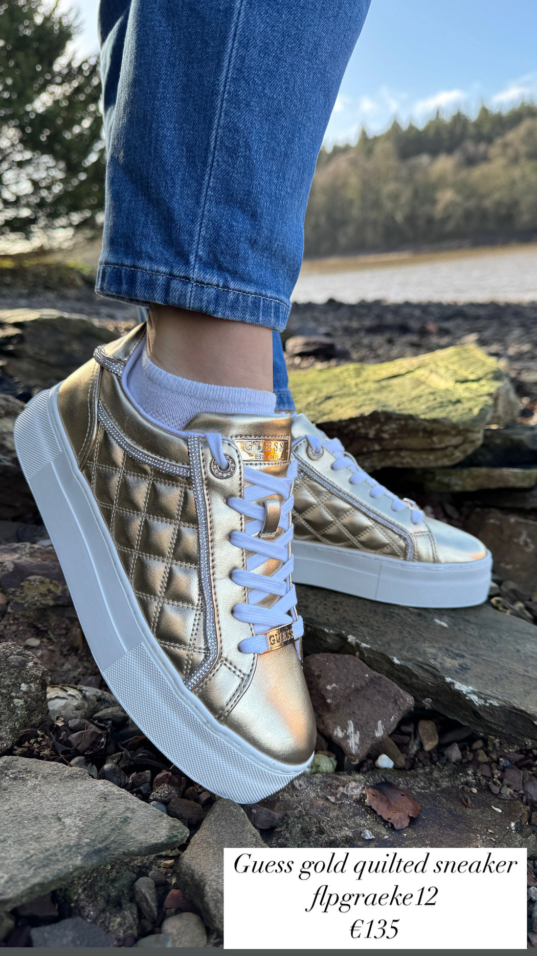 Guess gold quilted sneaker flpgraeke12