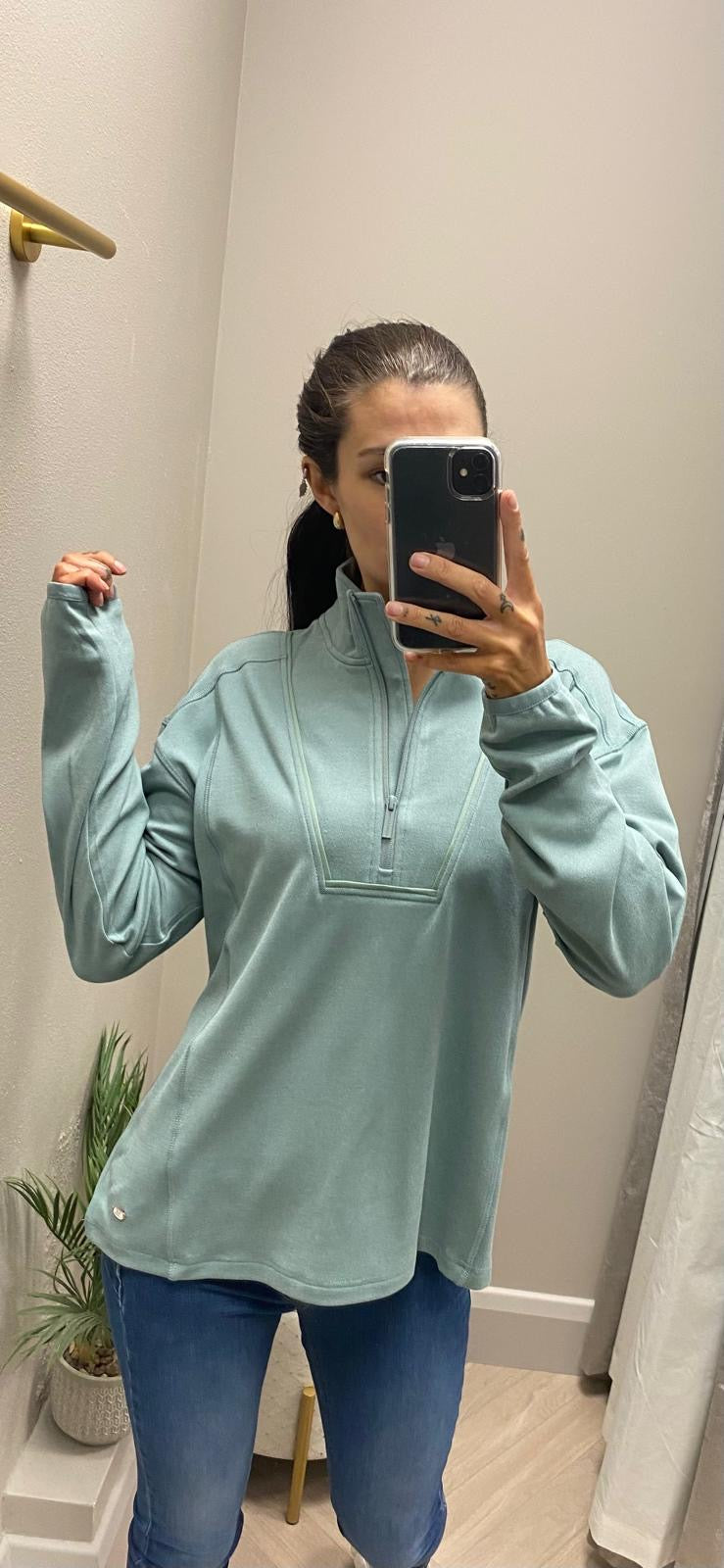 Relax & Renew sage tessa half zip