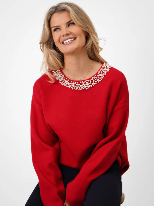 RED ANNABELLE KNIT JUMPER