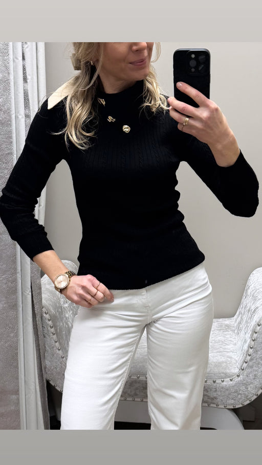 Guess black knit jumper with gold button detail w6rr07z2yk2-JBLK
