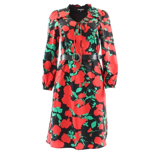 Andrea red floral dress