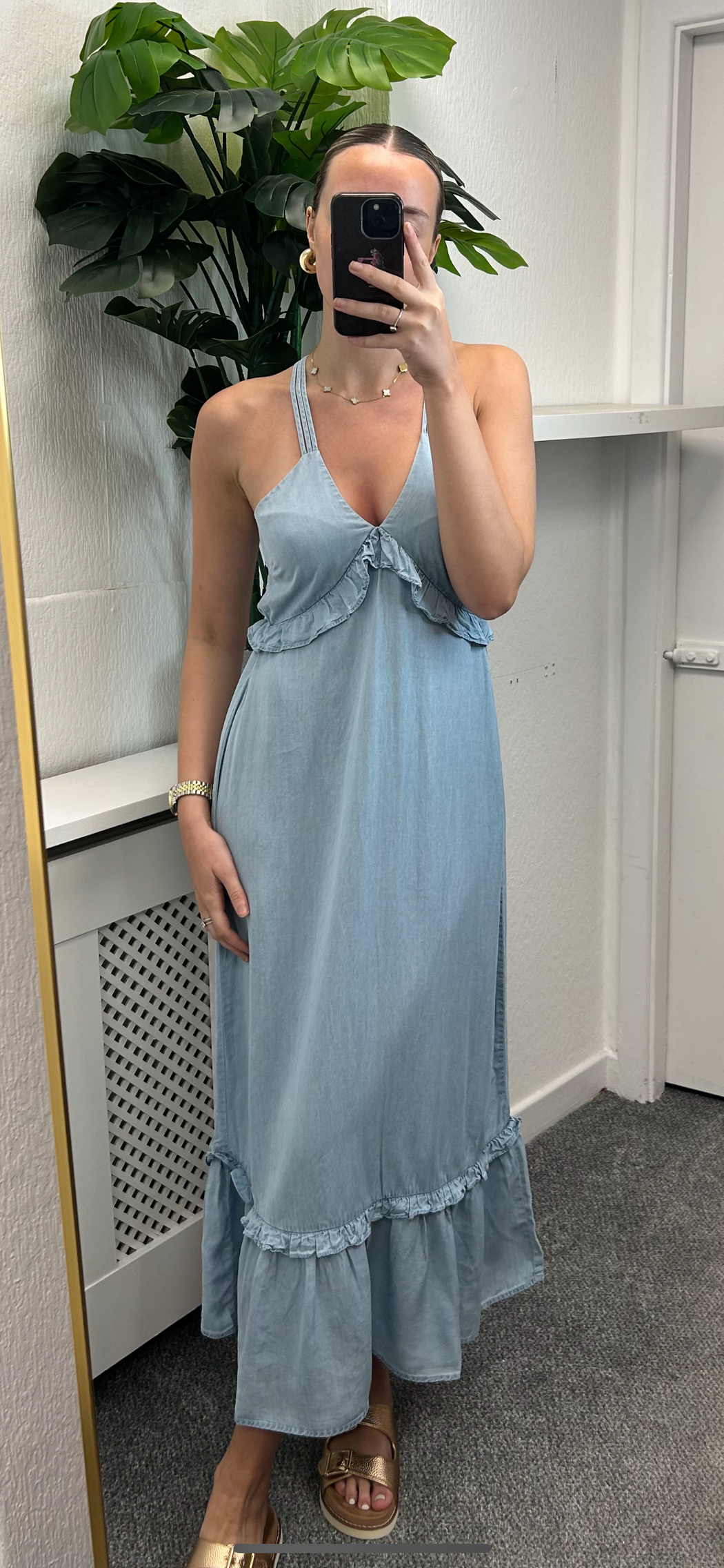 Aquamarine denim maxi