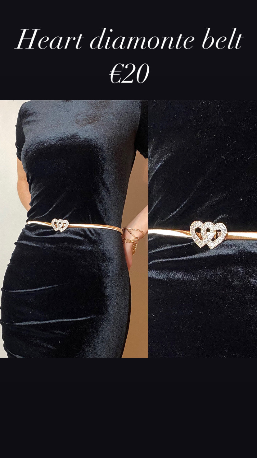 Heart diamonte belt