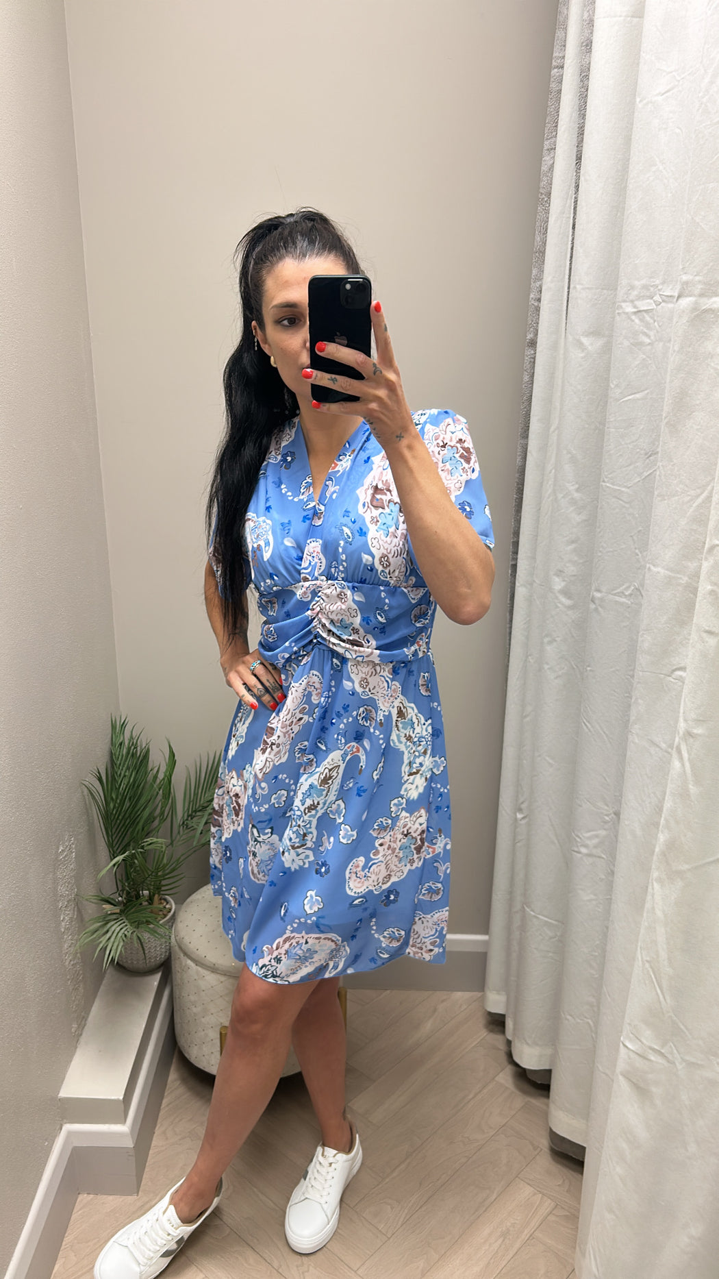 Lyra blue print mini dress
