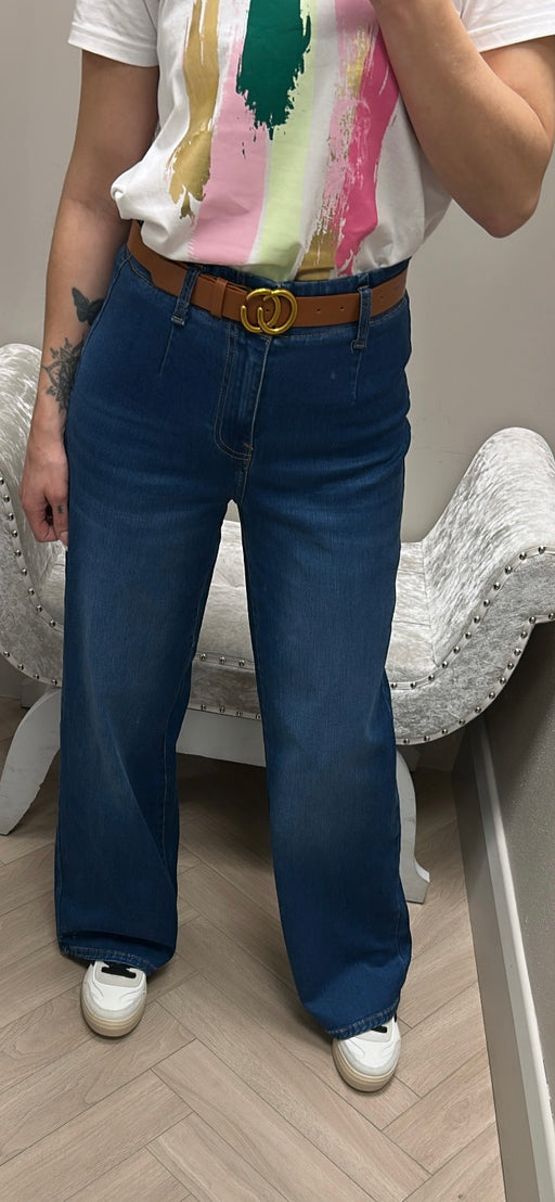 Tox high waisted belted wide leg jeans