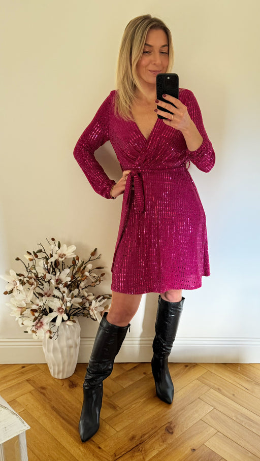 Kylie mini dress in pink sparkle