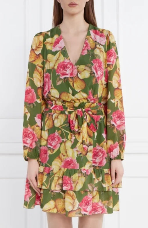 W4RK21WF5K0-P8BW guess belted floral dress