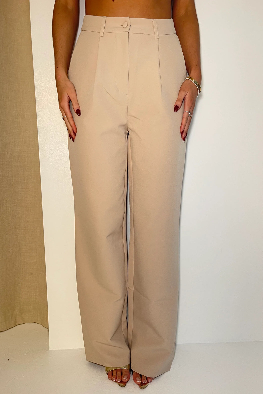 Jo Pleat Detail Tailored Trouser Stone