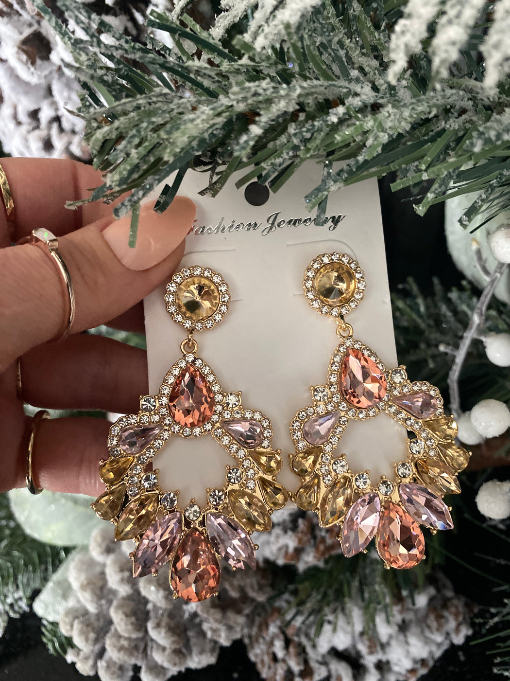 Multi crystal drop earrings