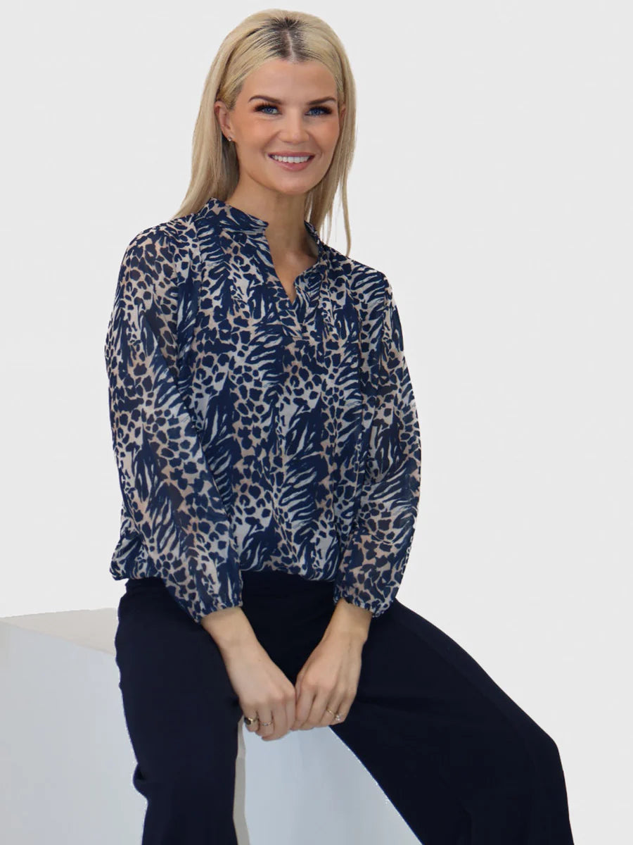 Navy animal print Bella band top
