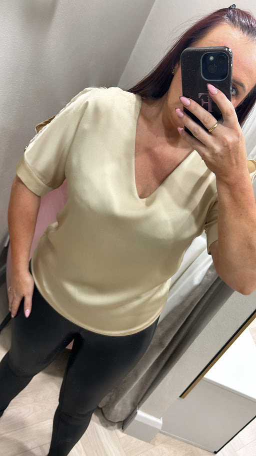 Champagne slit sleeve top