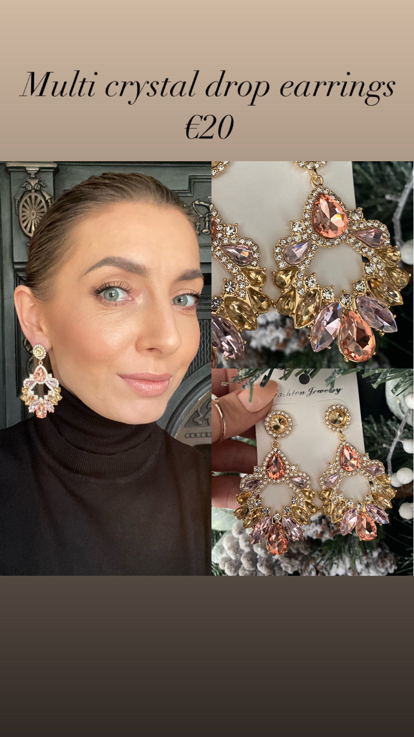 Multi crystal drop earrings