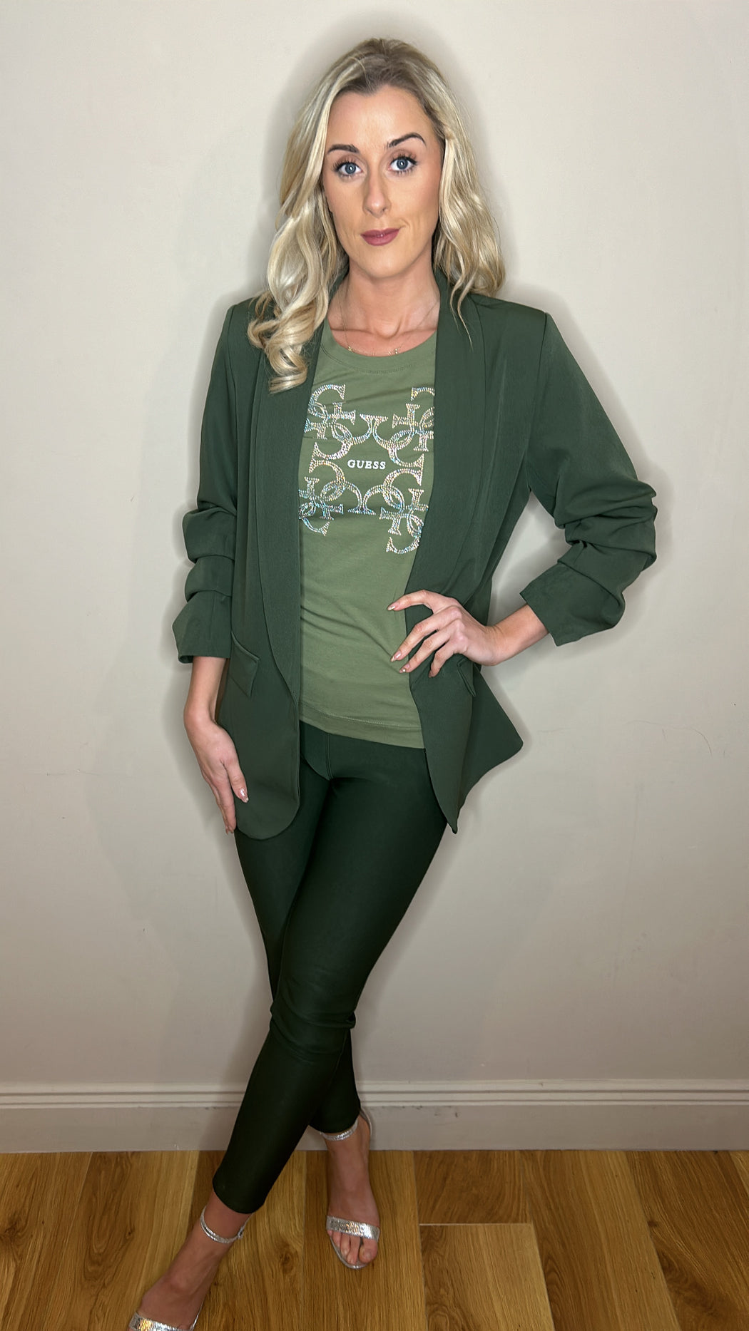 Khaki Rachel scuba jeggings