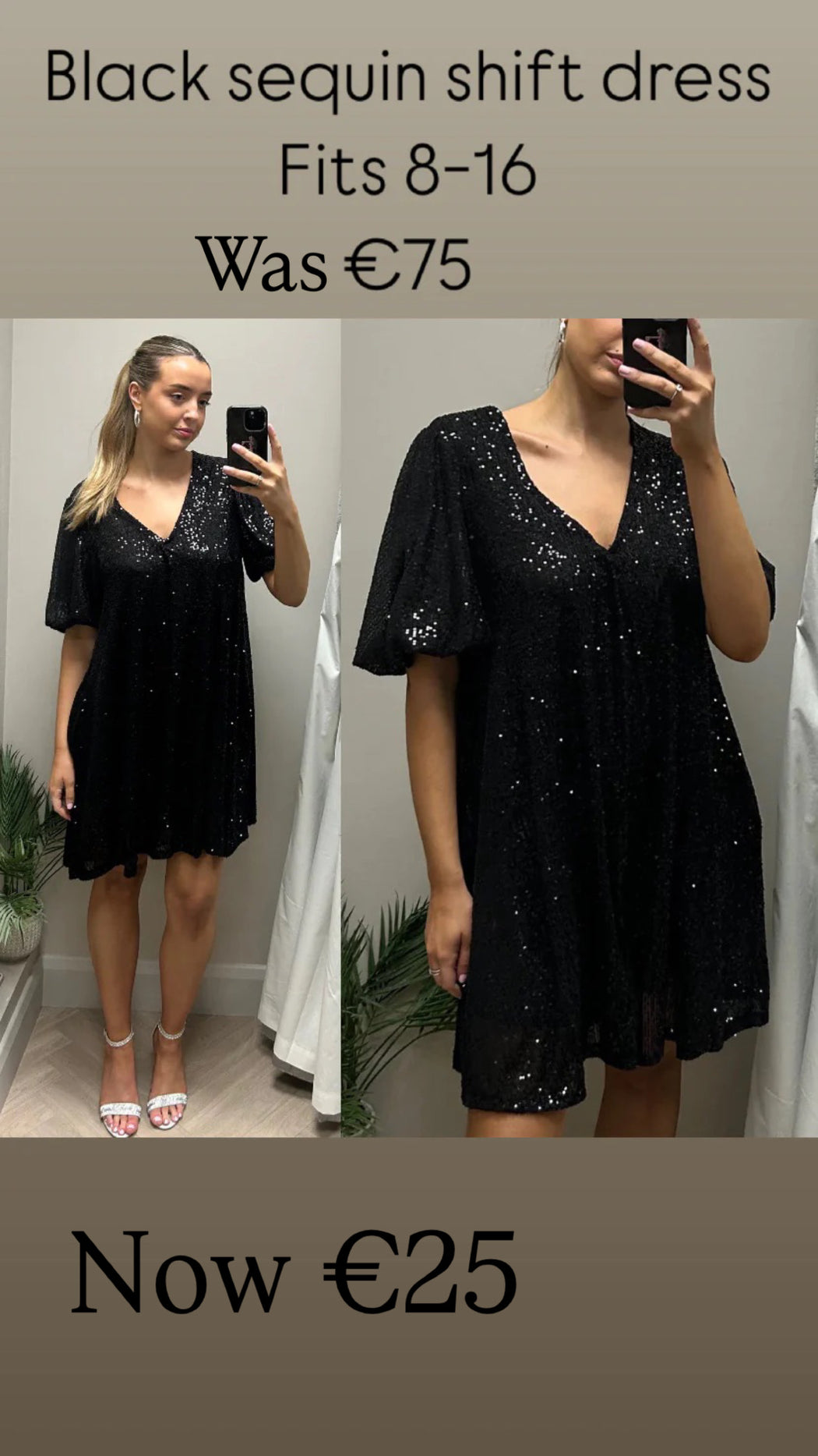 Black sequin shift dress