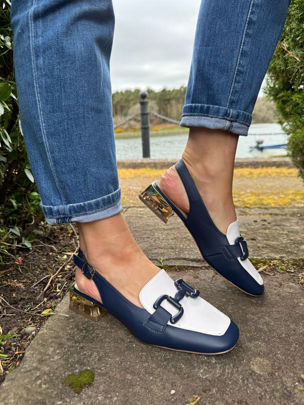 Diraz one cobalt mix sling backs