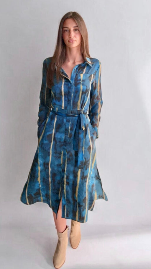 Marie teal print dress