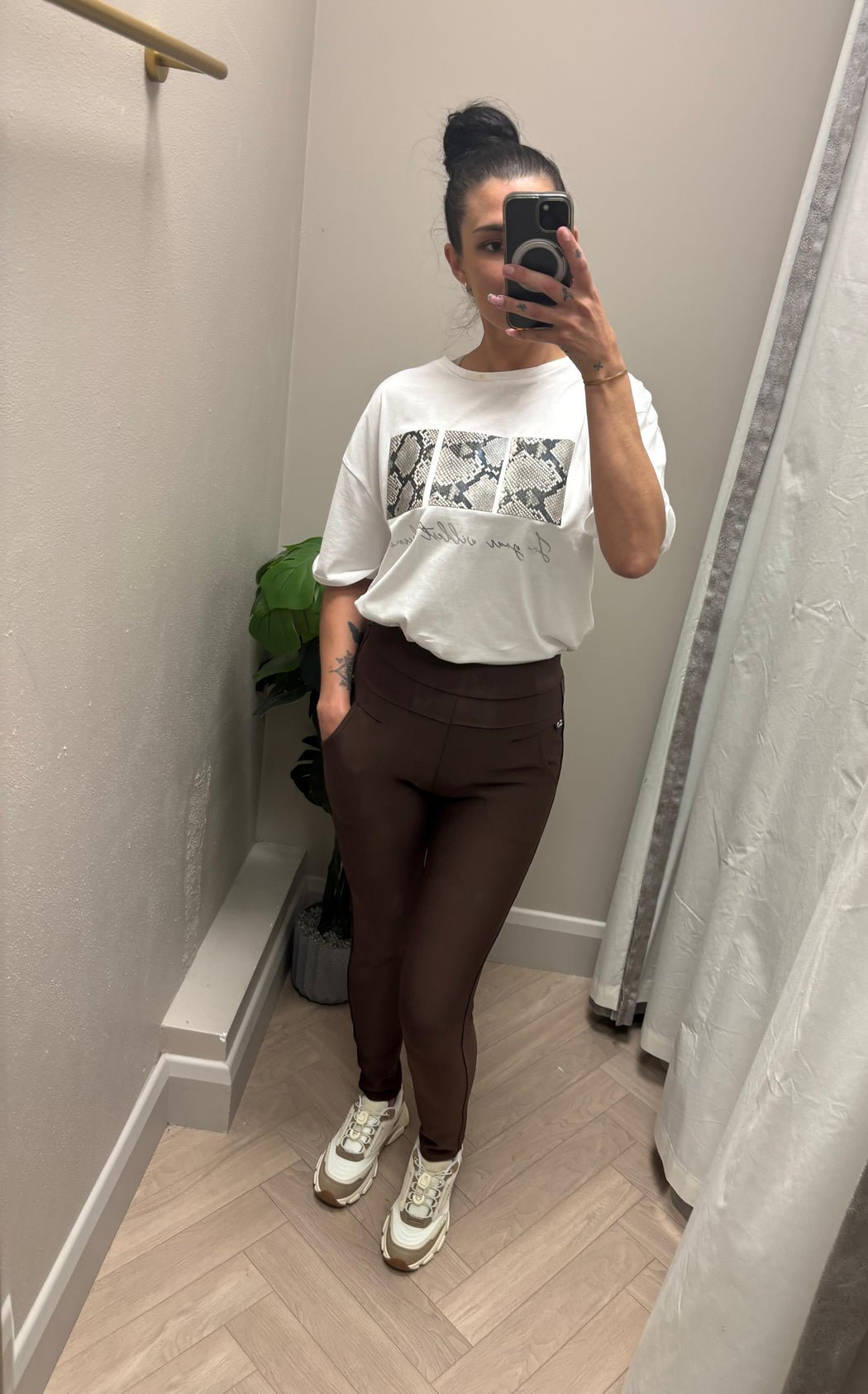 Brown Rachel scuba jeggings