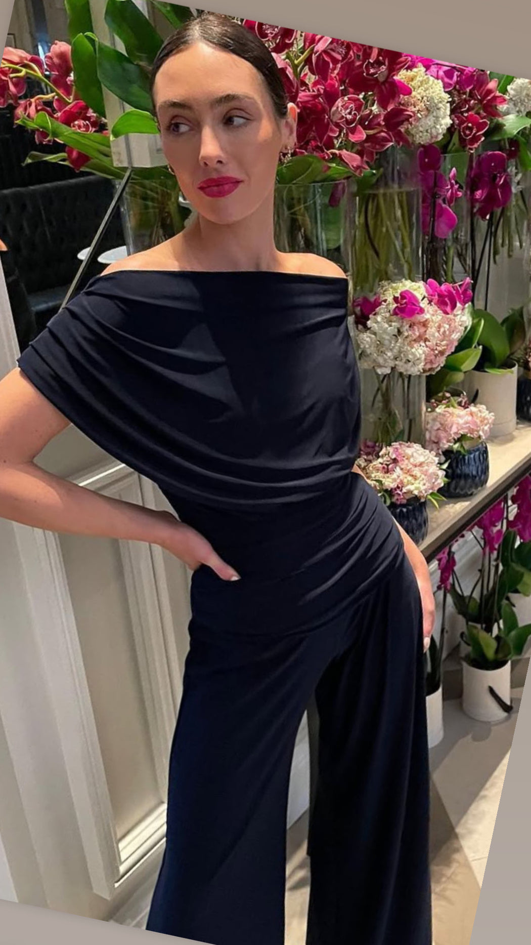 Carbon black jersey jumpsuit