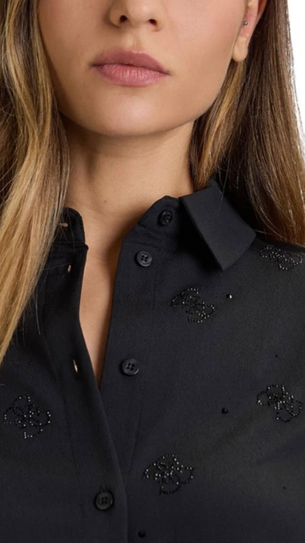 Guess black flore logo embellished shirt