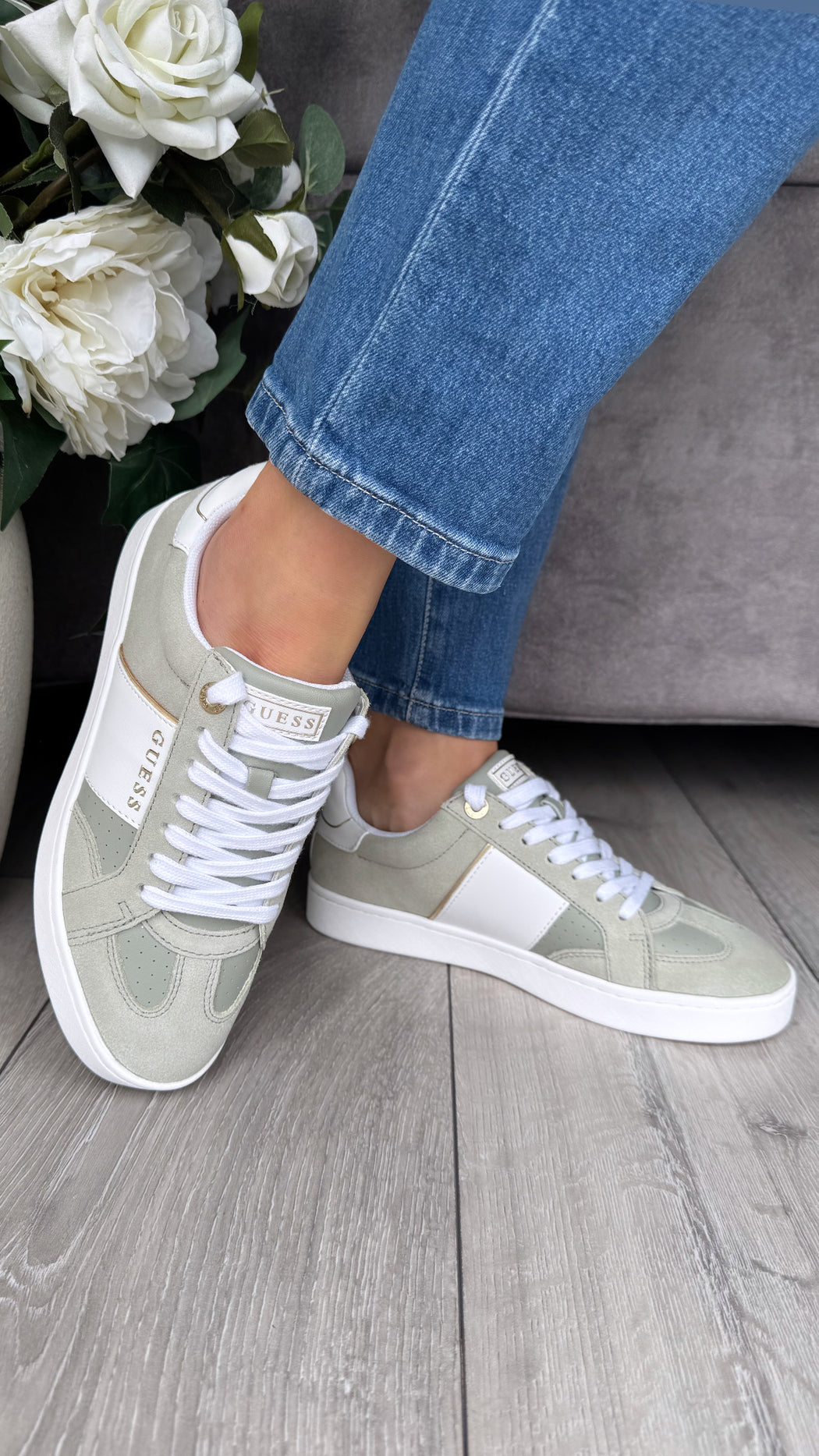 Guess green trainers FLJRO6SUe12