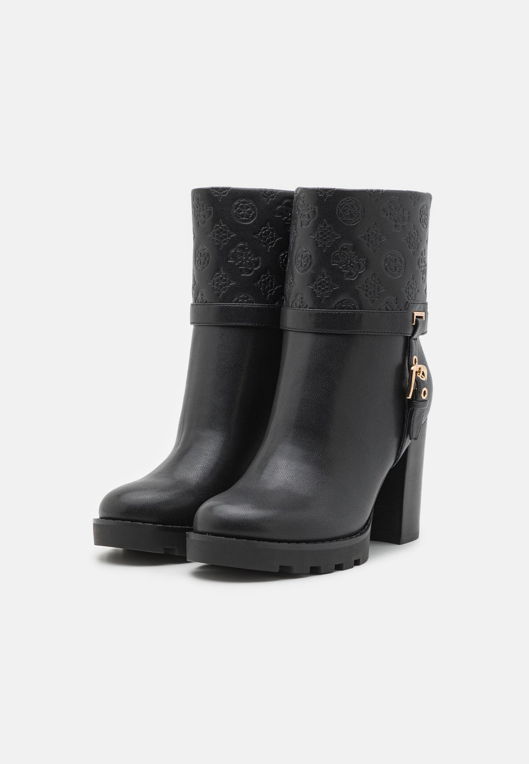 Flfneafal10 guess logo embossed buckle boots