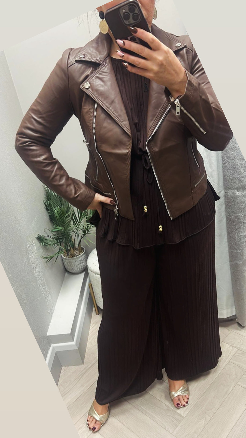 Bonnie brown Faux Leather Jacket