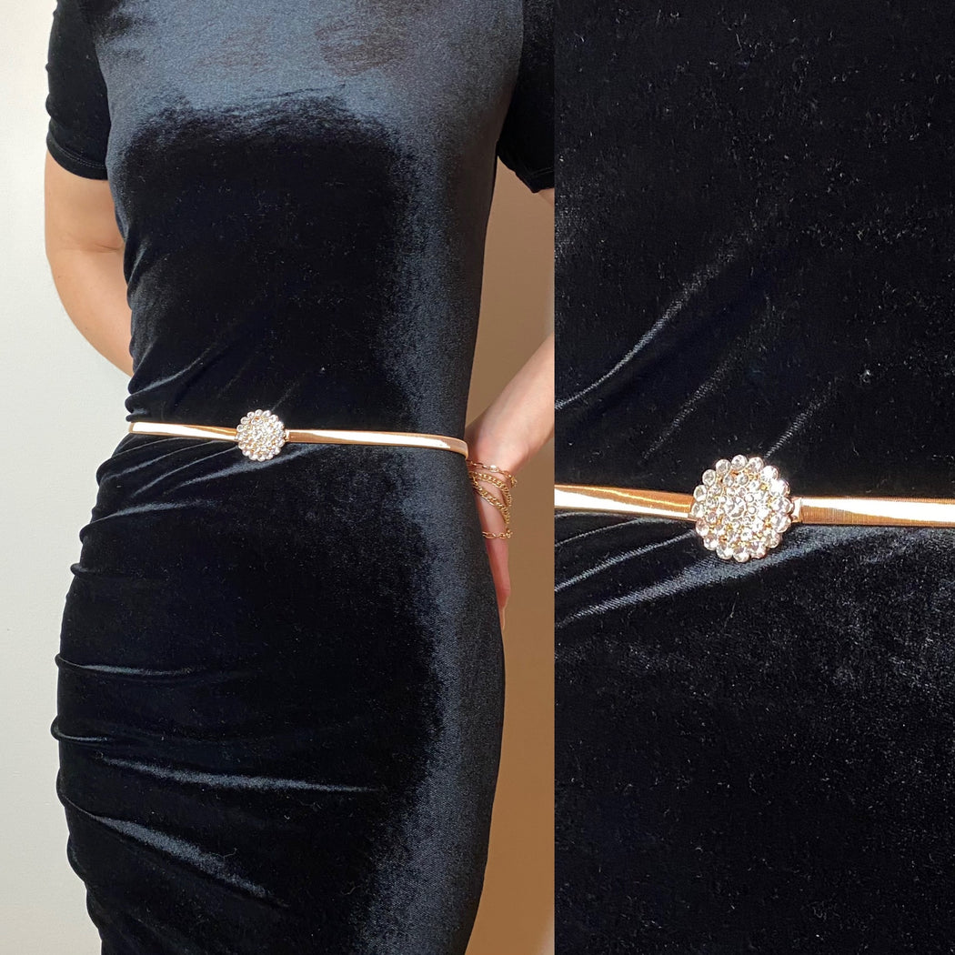 Daisy diamonte gold belt
