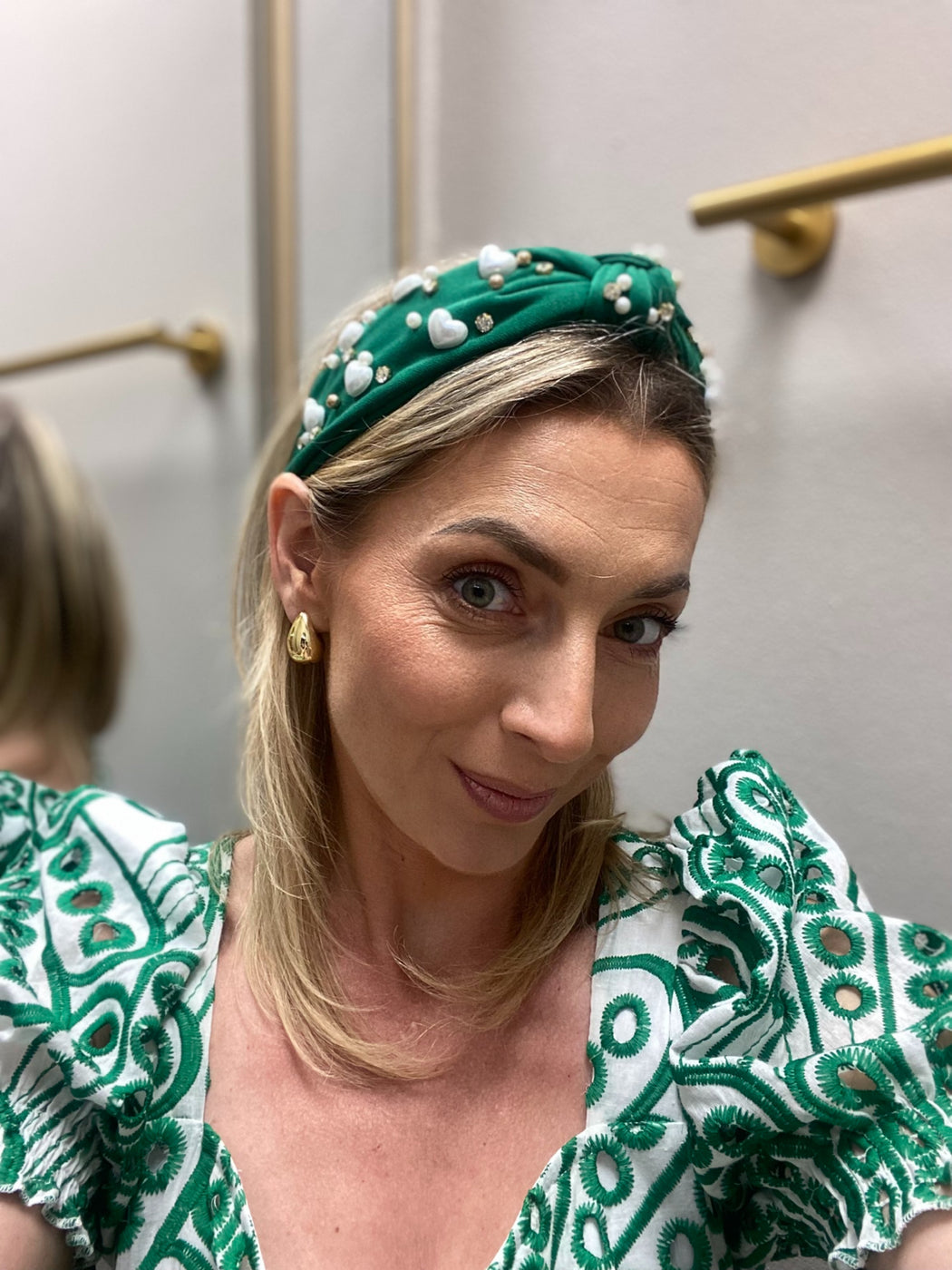 Leila green knot Pearl hairband