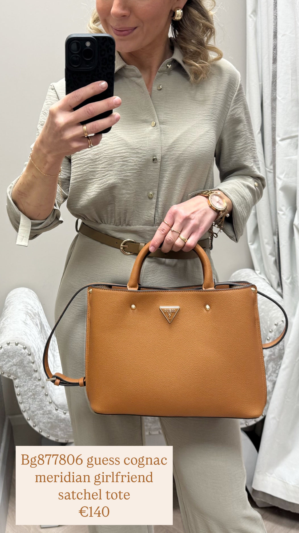 Bg877806 guess cognac meridian girlfriend satchel tote