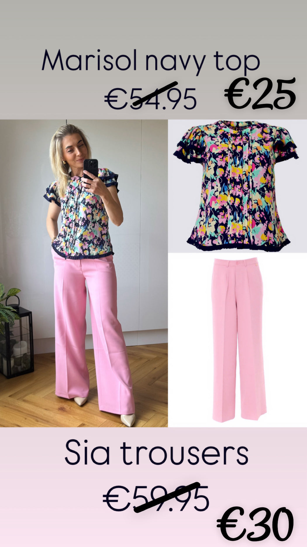 Marisol navy print Top