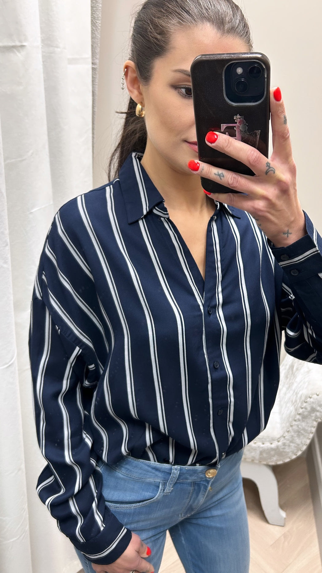Buarque navy striped shirt