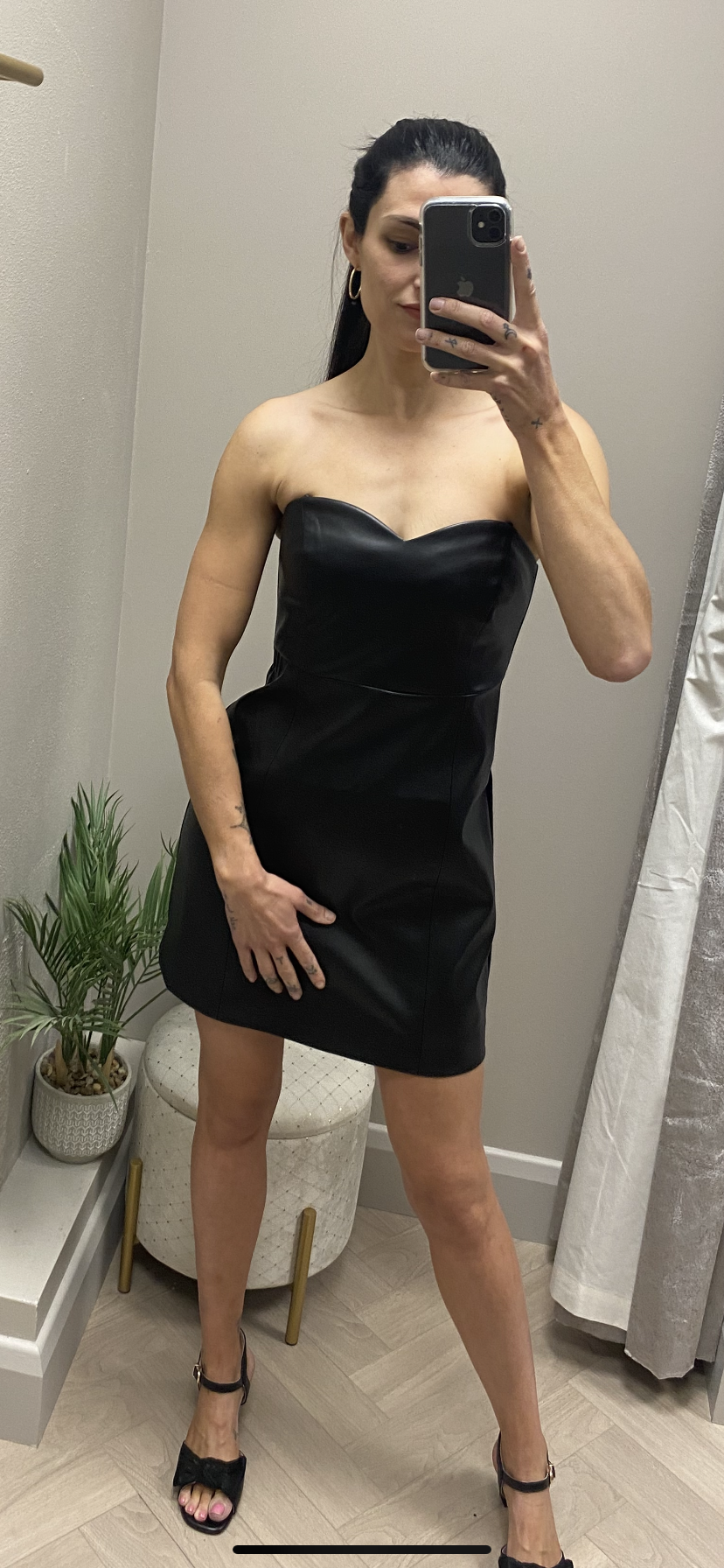 Pamela faux leather mini dress