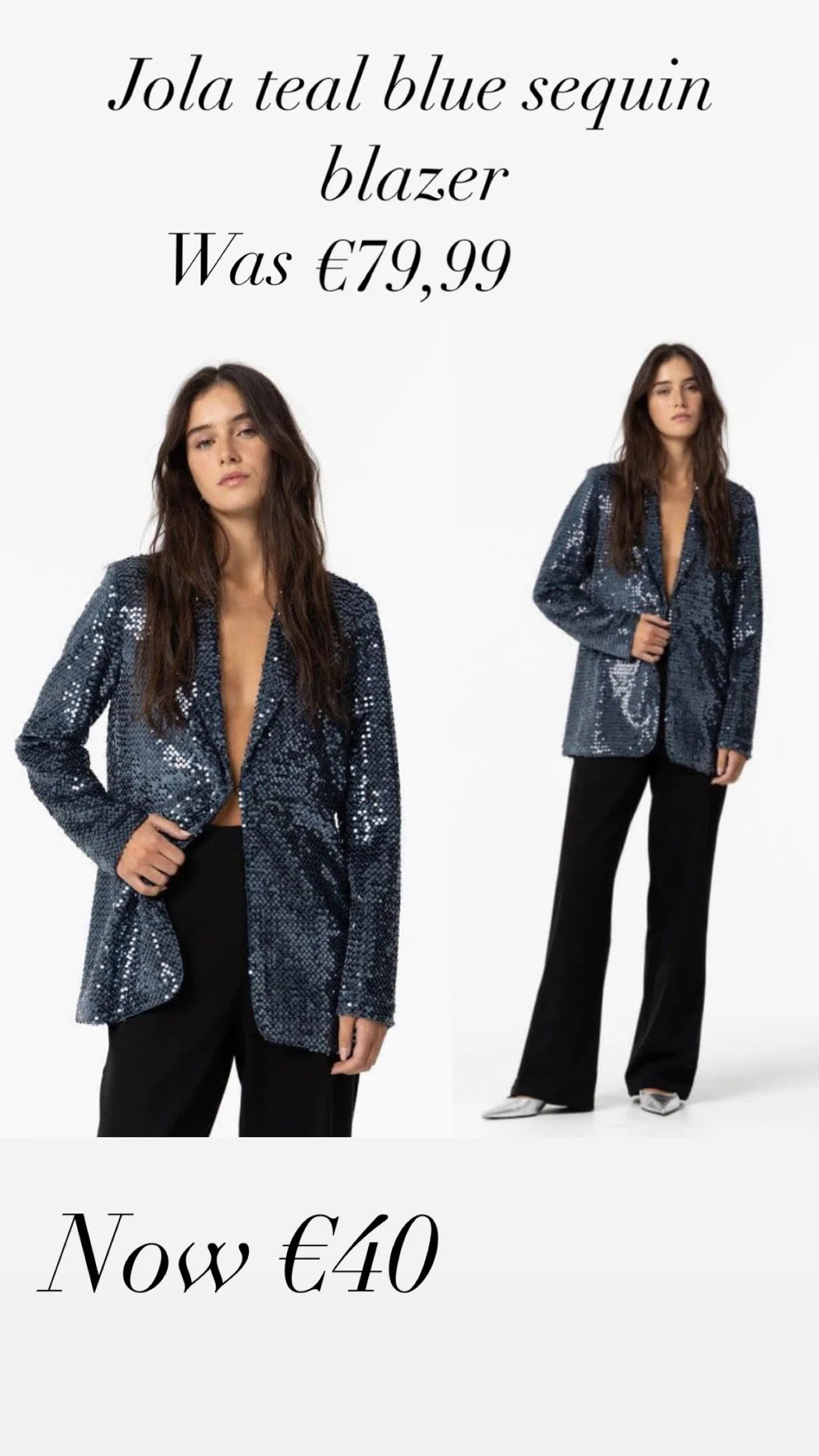 Jola teal blue sequin blazer