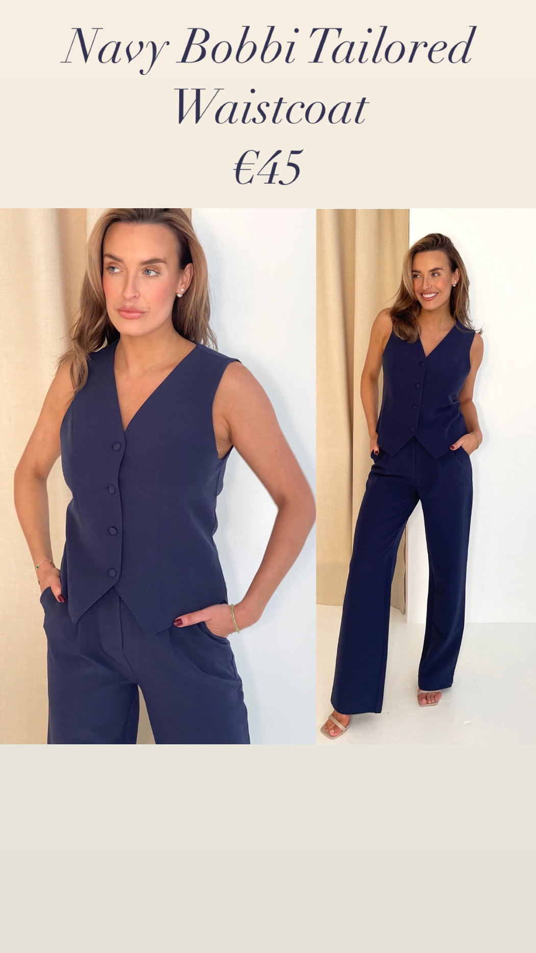 Navy Bobbi Tailored waistcoat