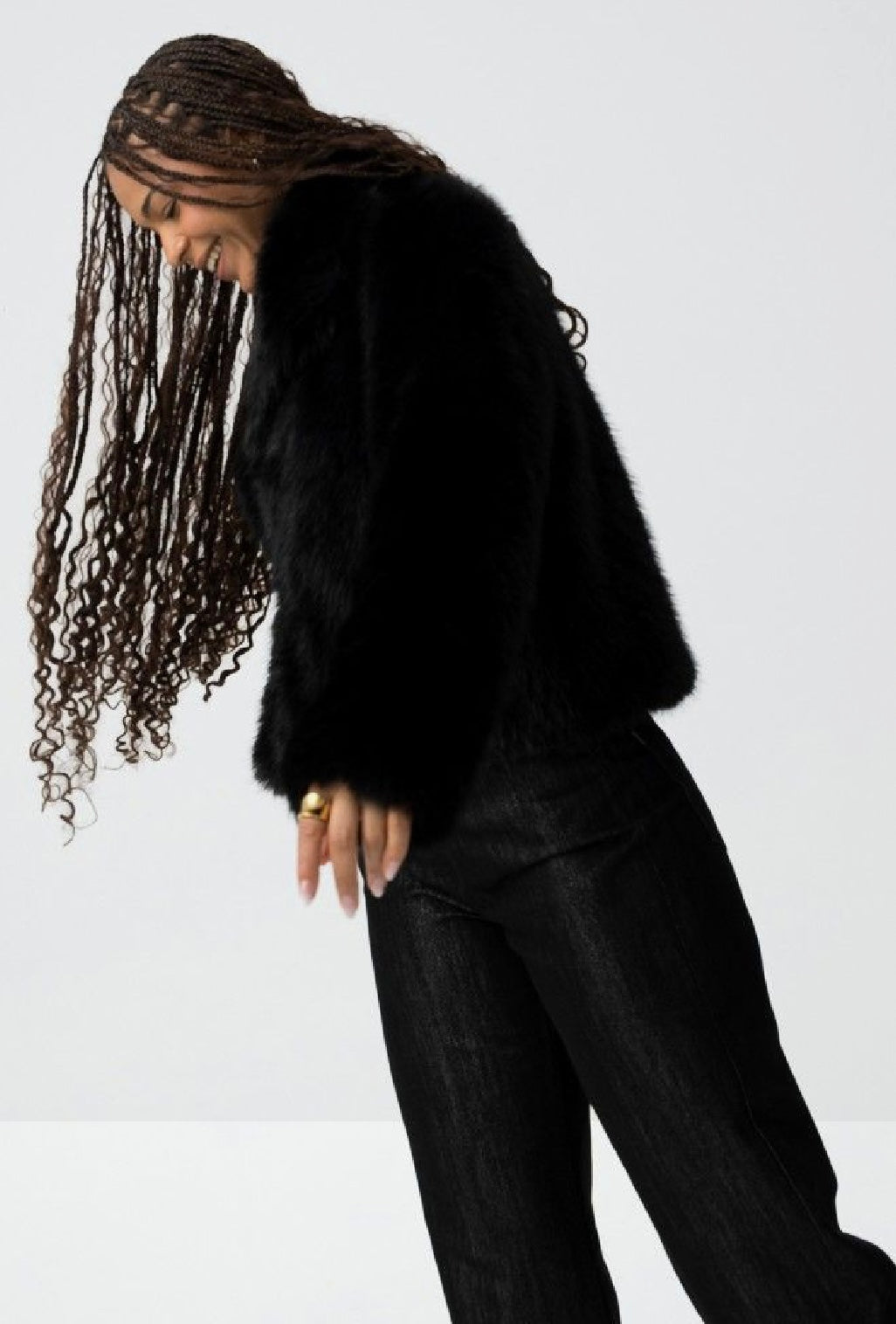 Thretha black faux fur jacket