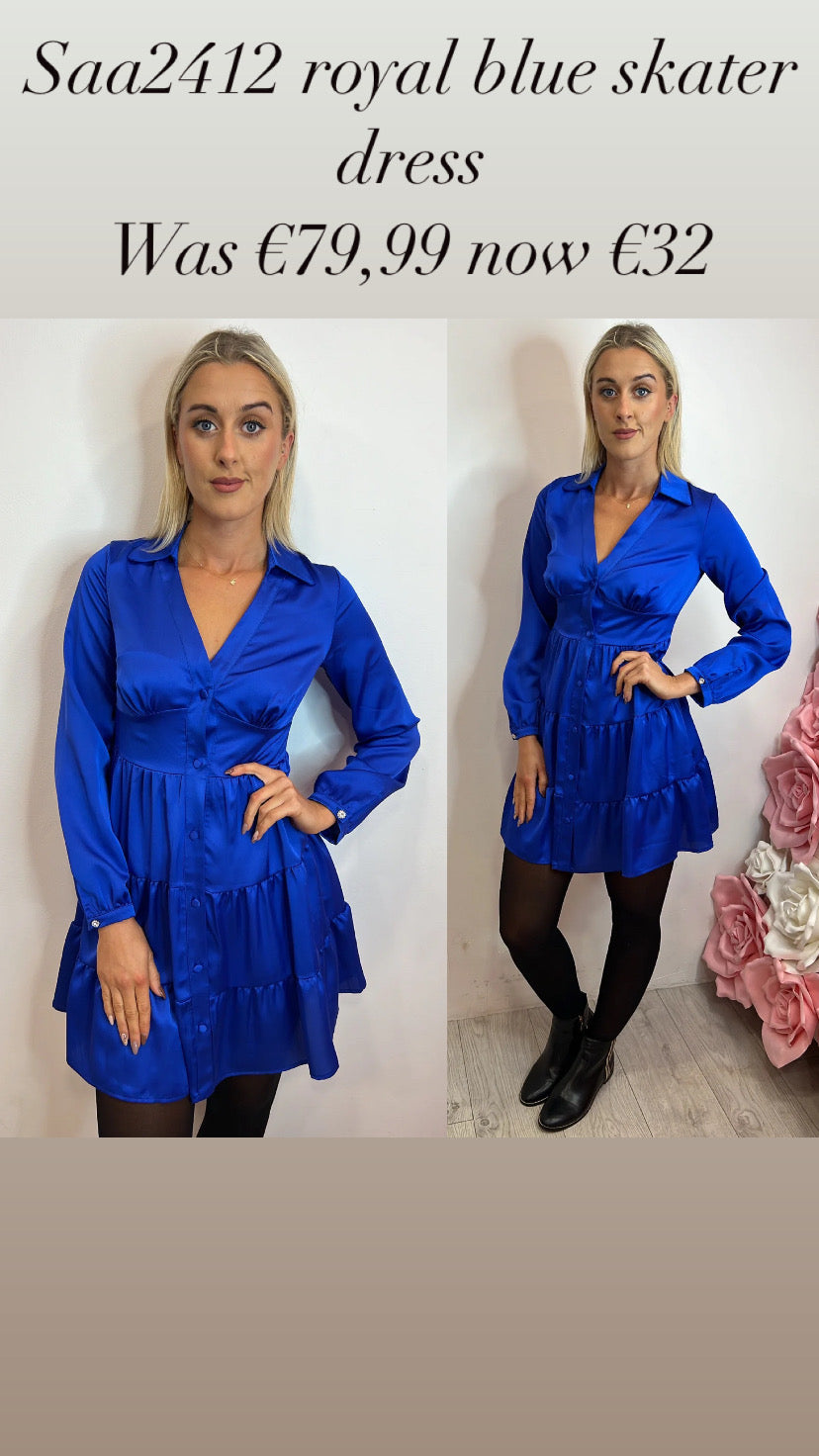 Saa2412 royal blue skater dress