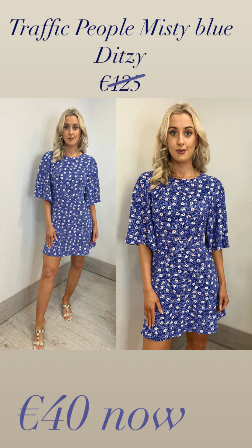Traffic People Misty blue Ditzy Floral Print Dress