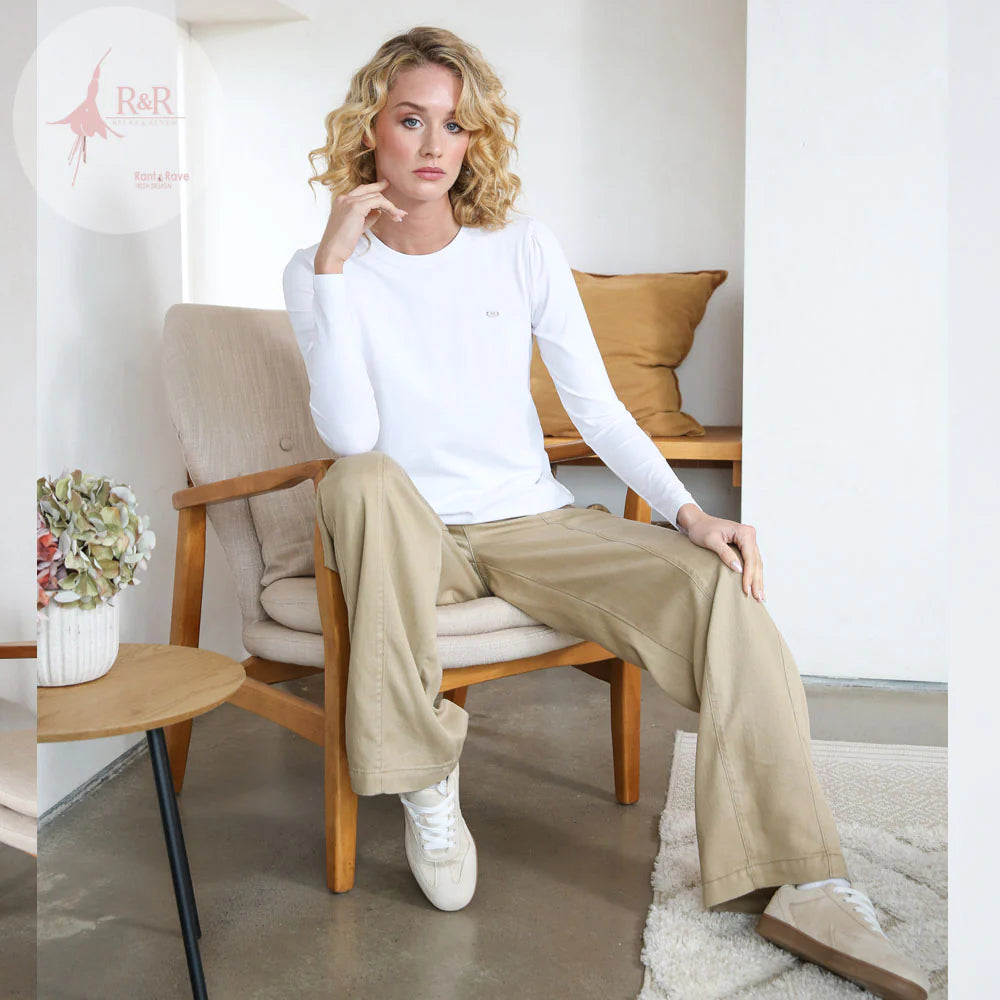 Relax & Renew Kiera taupe wide leg trouser