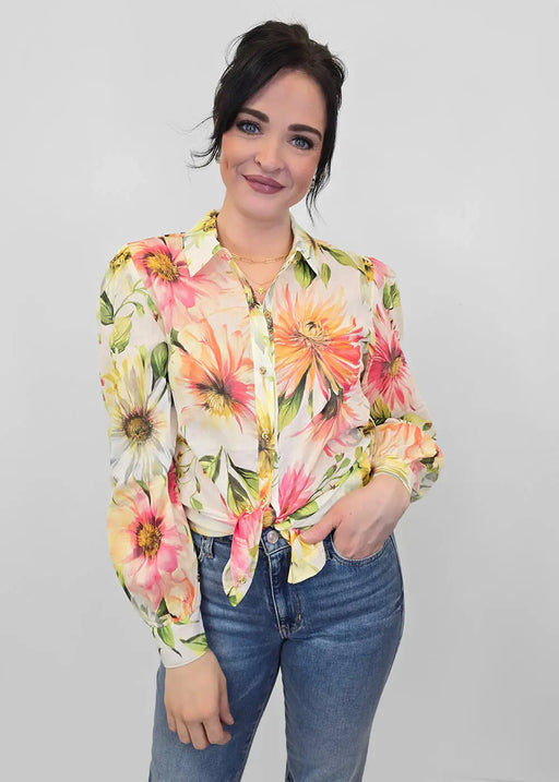 Guess peony floral shirt w5gh85wh6c0