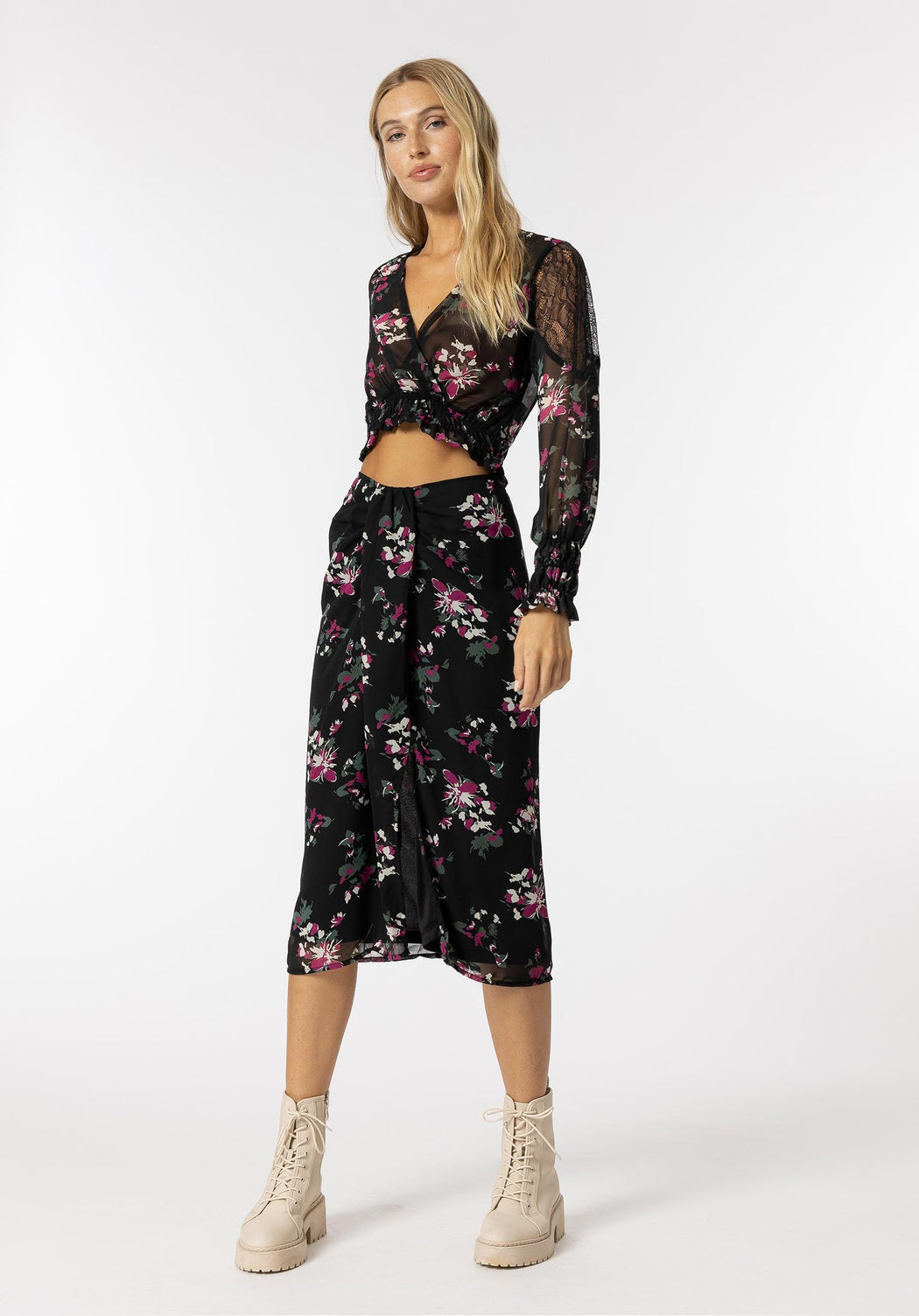 Sebastian floral midi skirt