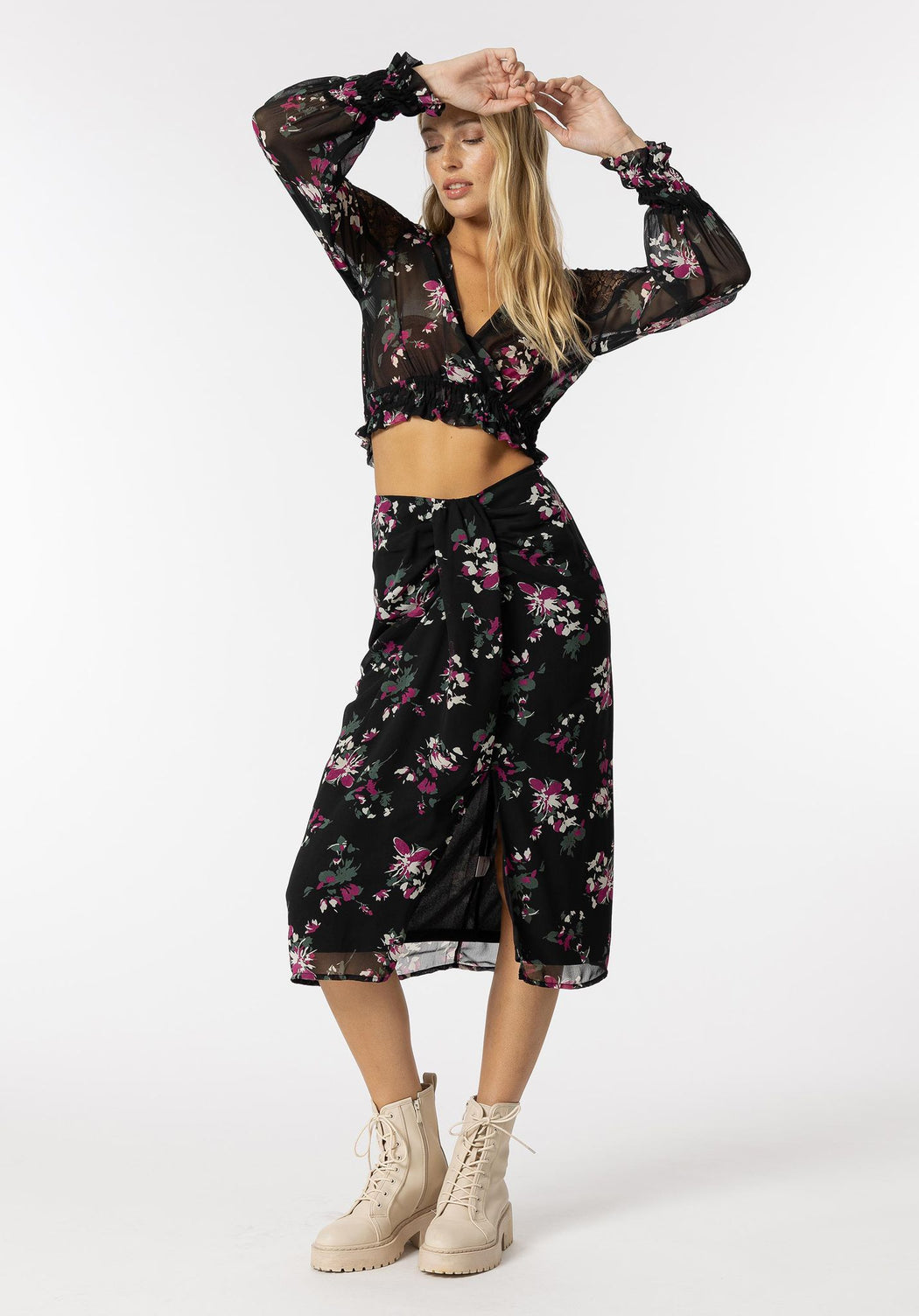 Sebastian floral midi skirt
